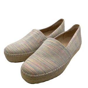 Dr. Scholl's Sunray Espadrille Slip-On Shoes Women 10 Fabric Coastal Rainbow‎